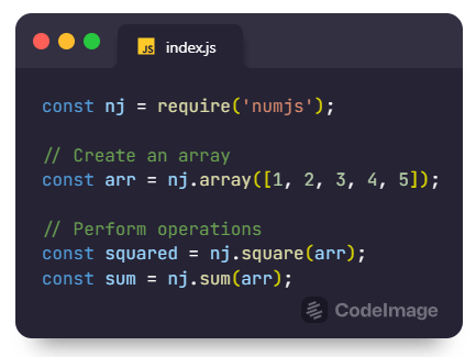 apercu consulting -  Creating an Array and Performing Operations. numjs